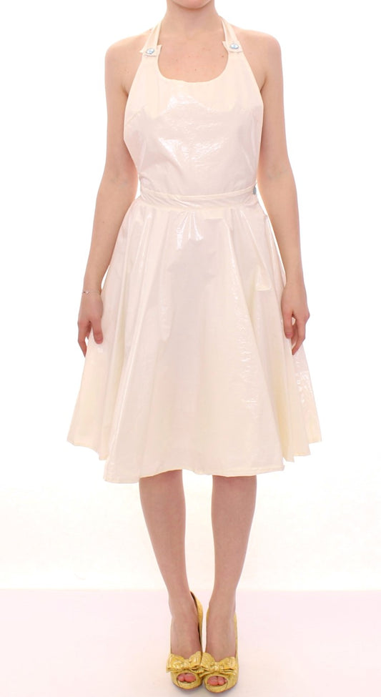 Licia Florio White Halterneck Knee Length Tea Dress Licia Florio