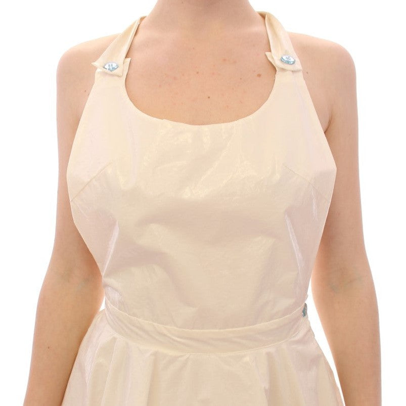 Licia Florio White Halterneck Knee Length Tea Dress