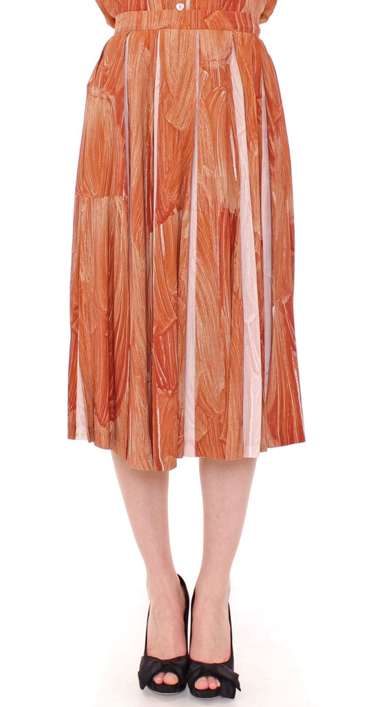 Licia Florio Brown Orange Below Knee Full Skirt Licia Florio