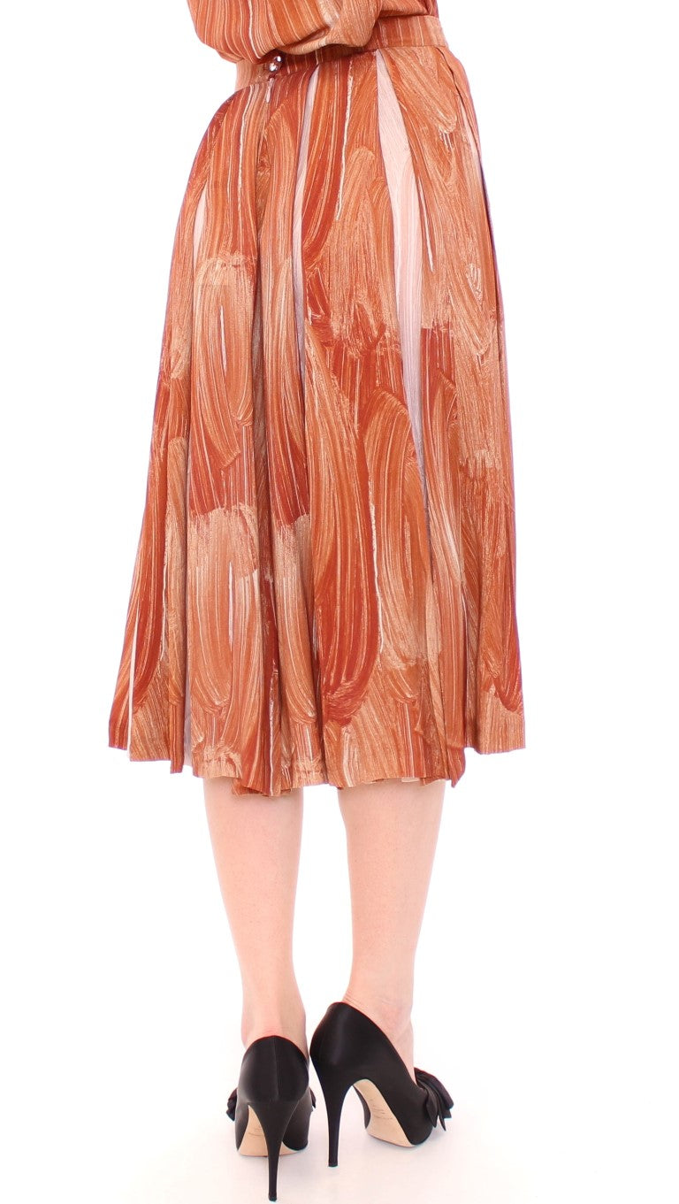 Licia Florio Brown Orange Below Knee Full Skirt Licia Florio