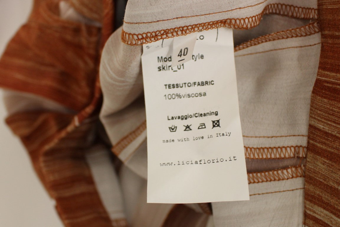 Licia Florio Brown Orange Below Knee Full Skirt Licia Florio