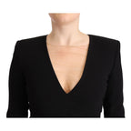 Dsquared² Black Long Sleeves Deep V-neck Mini Sheath Dress