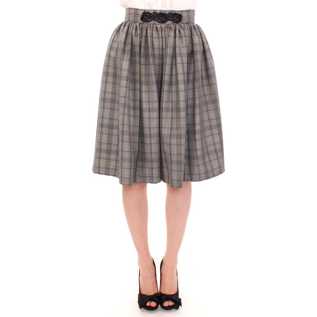 NOEMI ALEMÁN Gray Checkered Wool Shorts Skirt