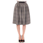 NOEMI ALEMÁN Gray Checkered Wool Shorts Skirt