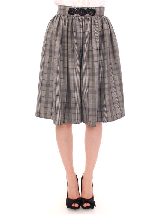 NOEMI ALEMÁN Gray Checkered Wool Shorts Skirt NOEMI ALEMÁN