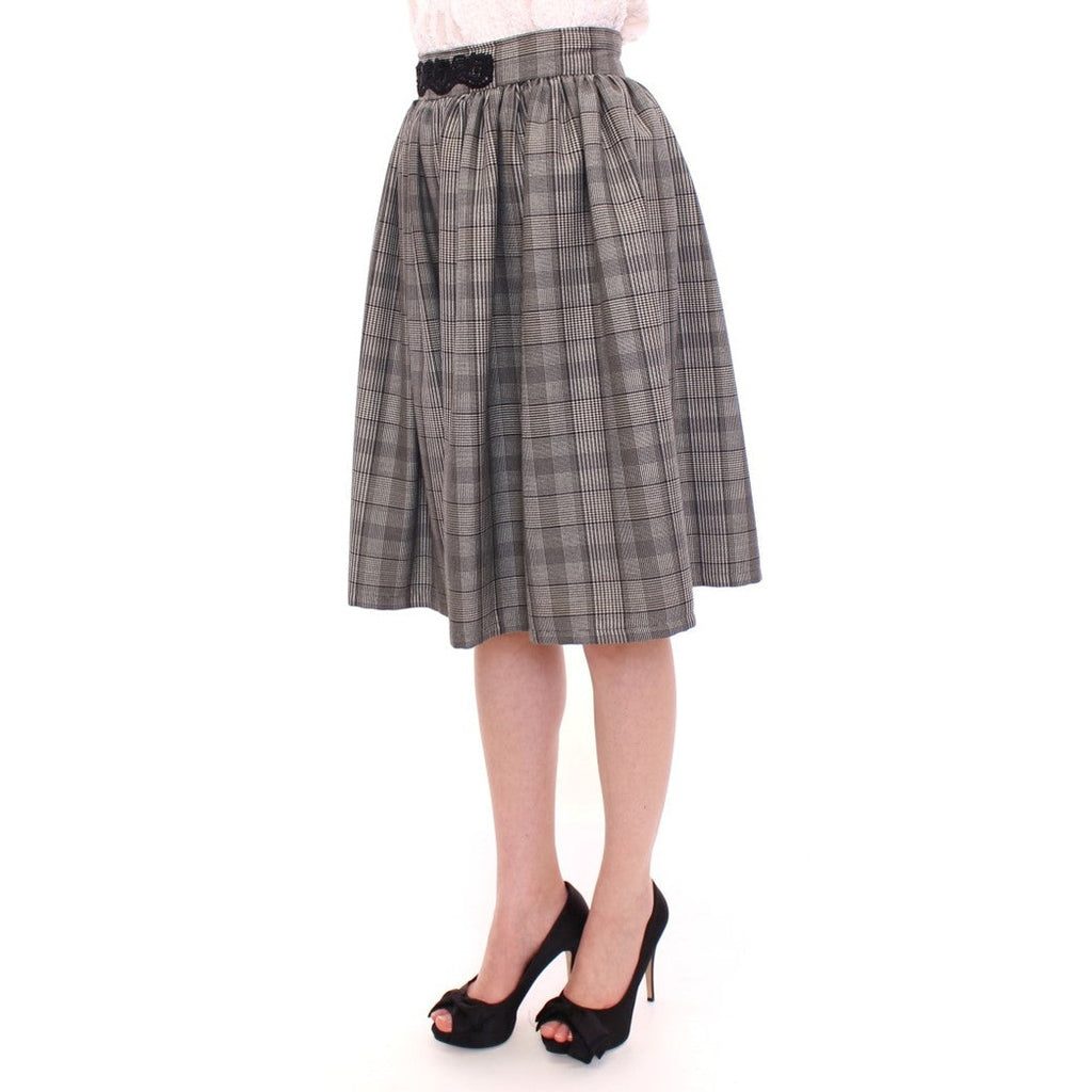 NOEMI ALEMÁN Gray Checkered Wool Shorts Skirt
