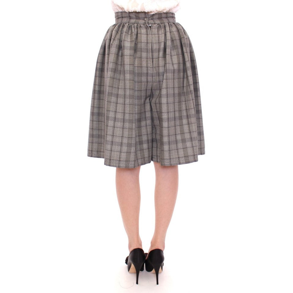 NOEMI ALEMÁN Gray Checkered Wool Shorts Skirt