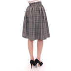 NOEMI ALEMÁN Gray Checkered Wool Shorts Skirt
