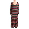 Missoni Multicolor Stripe Wool Knitted Maxi Sheath Dress