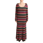 Missoni Multicolor Stripe Wool Knitted Maxi Sheath Dress