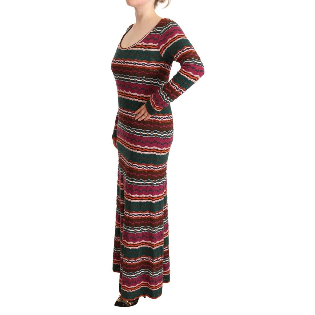 Missoni Multicolor Stripe Wool Knitted Maxi Sheath Dress