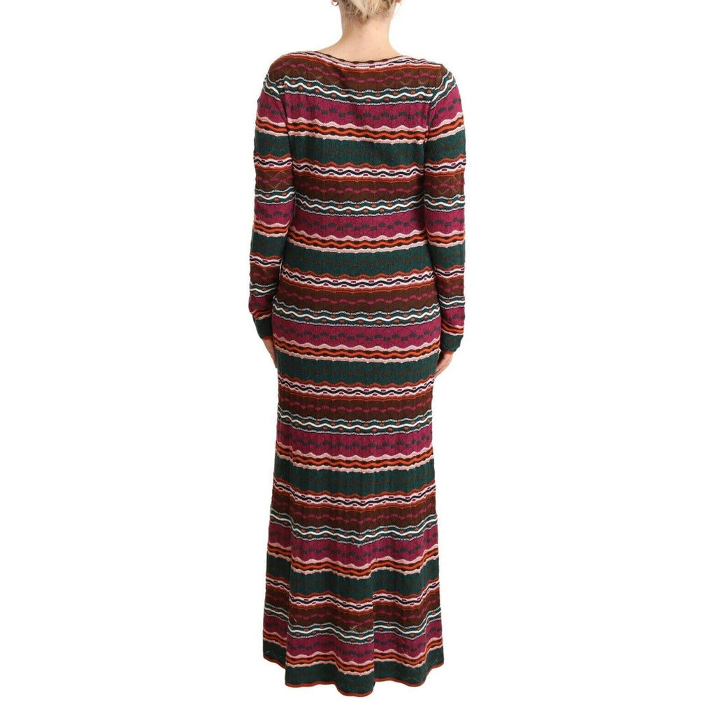 Missoni Multicolor Stripe Wool Knitted Maxi Sheath Dress