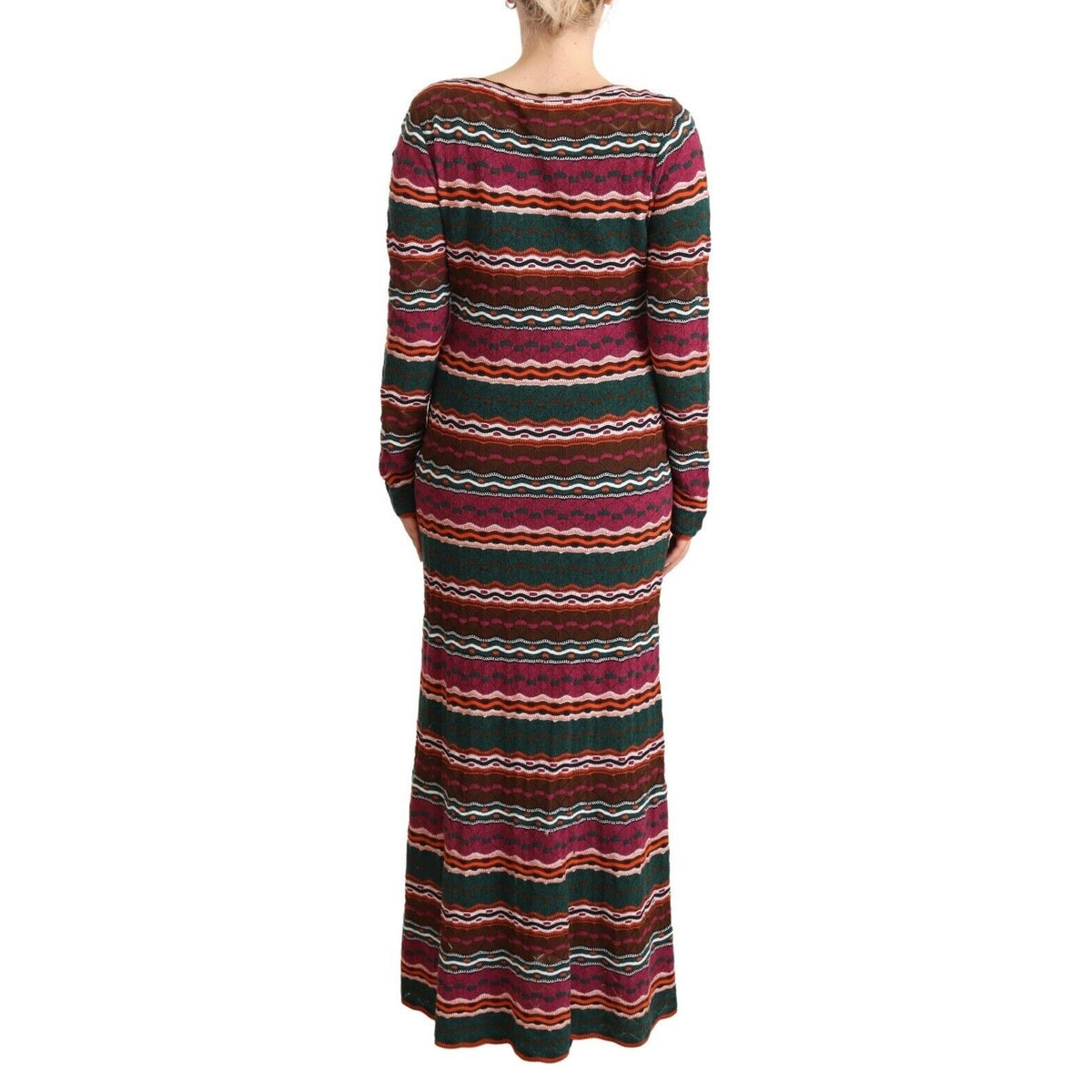 Missoni Multicolor Stripe Wool Knitted Maxi Sheath Dress