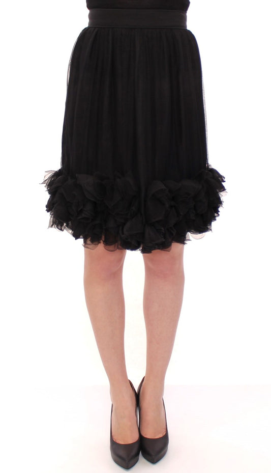 Dolce & Gabbana Black Silk Transparent Above Knees Skirt Dolce & Gabbana