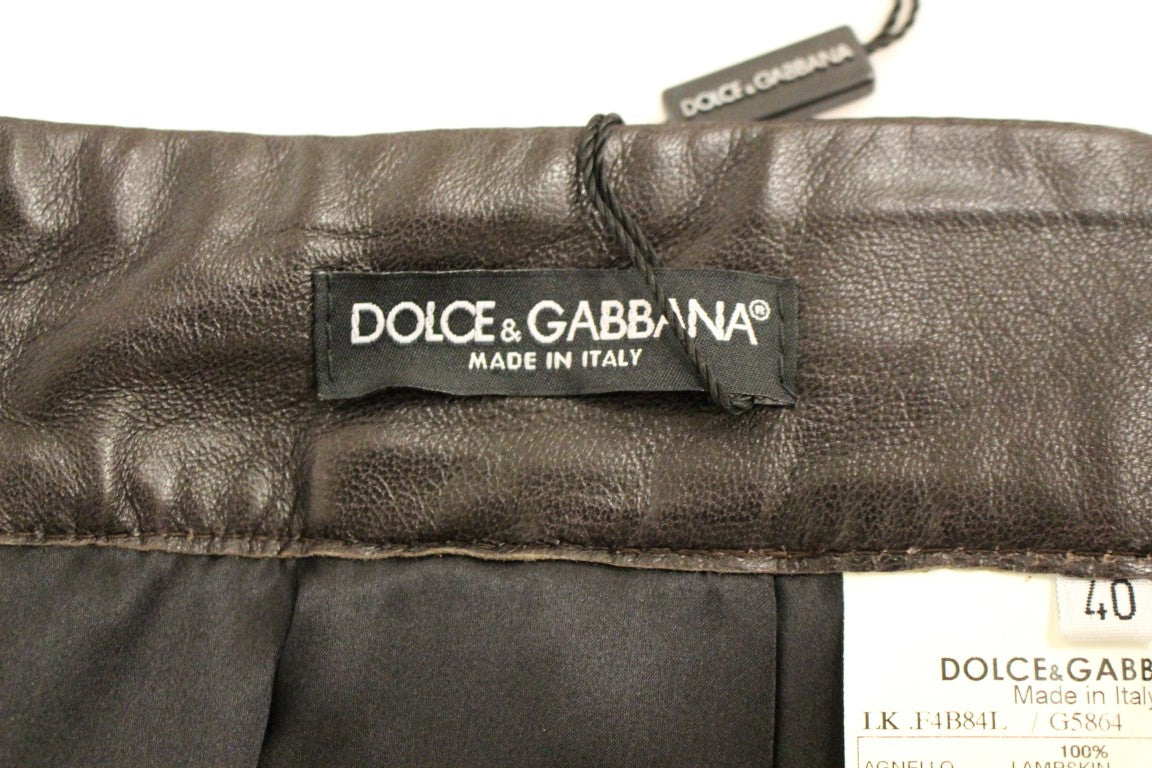 Dolce & Gabbana Brown Patchwork Leather Straight Skirt Dolce & Gabbana