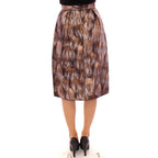 Dolce & Gabbana Brown Floral Silk Straight Full Skirt