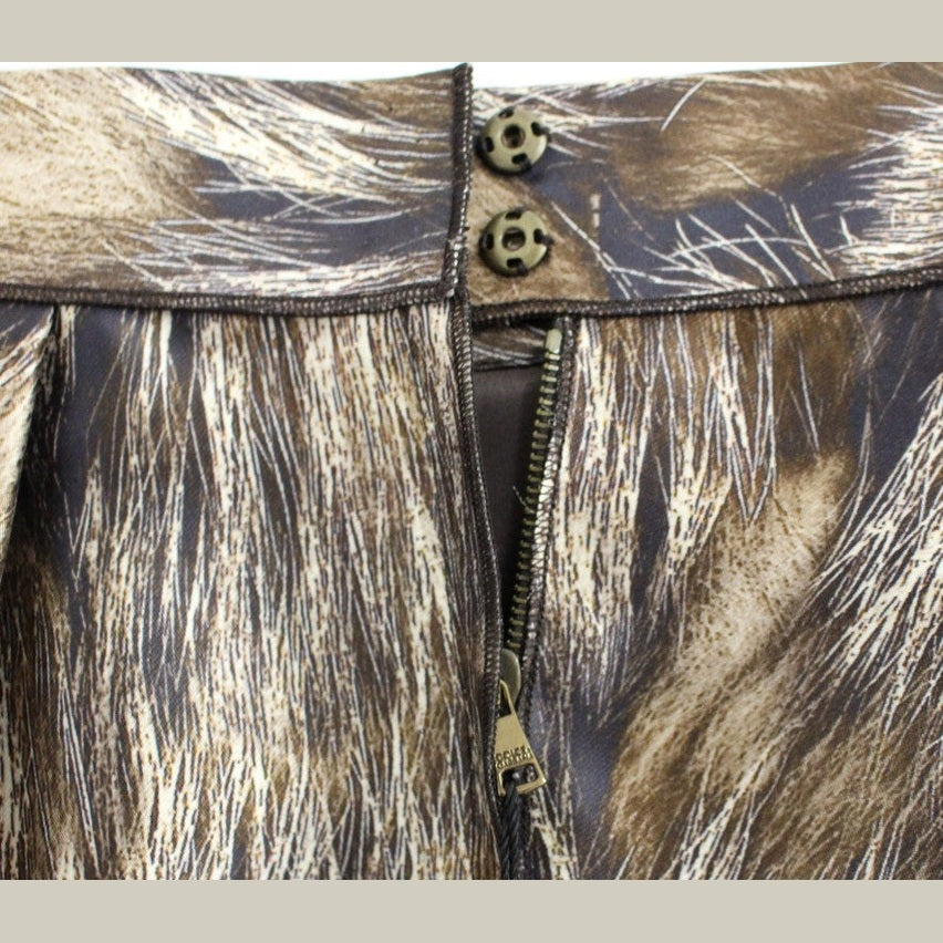 Dolce & Gabbana Brown Floral Silk Straight Full Skirt
