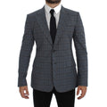 Dolce & Gabbana Blue Checkered Slim Fit Blazer Jacket