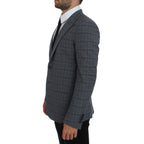 Dolce & Gabbana Blue Checkered Slim Fit Blazer Jacket