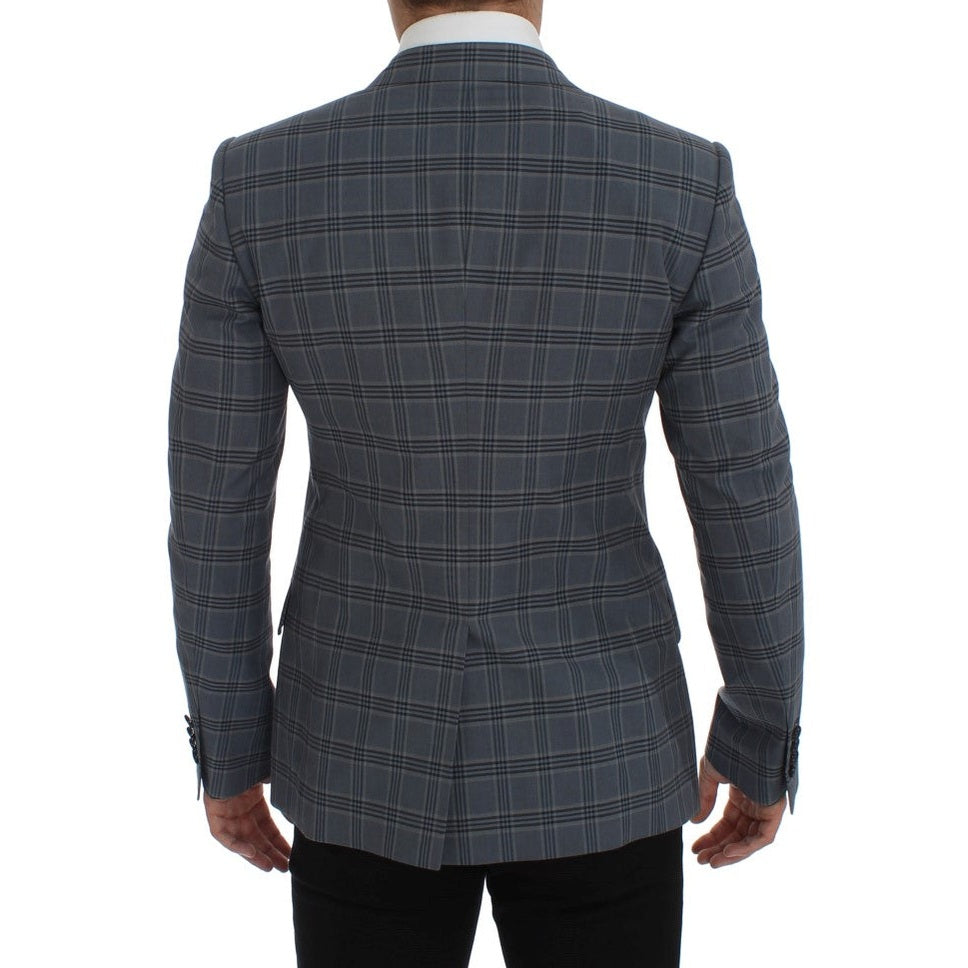 Dolce & Gabbana Blue Checkered Slim Fit Blazer Jacket