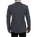 Dolce & Gabbana Blue Checkered Slim Fit Blazer Jacket