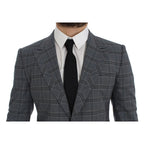 Dolce & Gabbana Blue Checkered Slim Fit Blazer Jacket