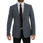 Dolce & Gabbana Blue Checkered Slim Fit Blazer Jacket