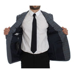 Dolce & Gabbana Blue Checkered Slim Fit Blazer Jacket
