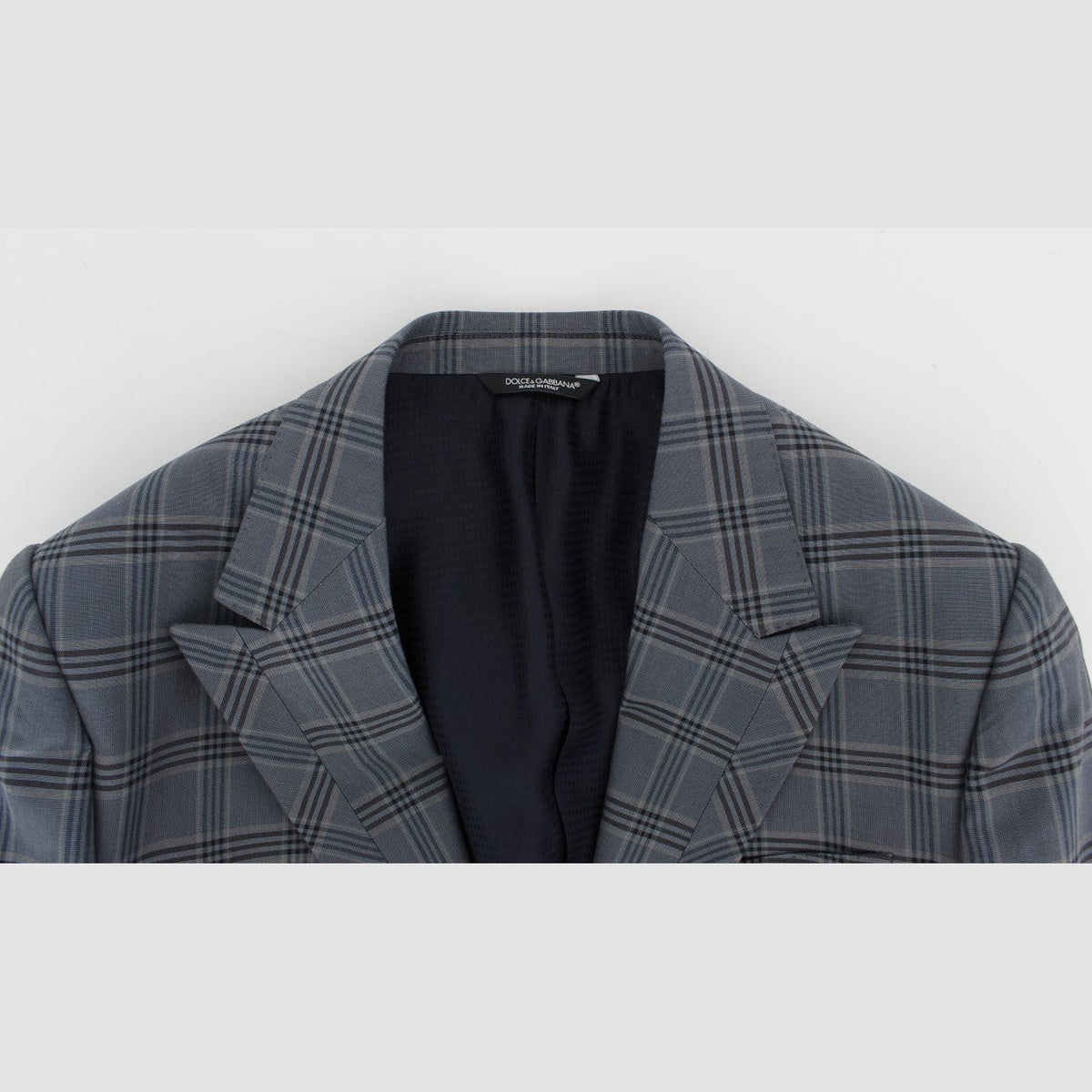 Dolce & Gabbana Blue Checkered Slim Fit Blazer Jacket