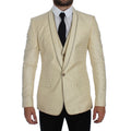 Dolce & Gabbana Beige Polka Dot Silk 2 Piece Blazer