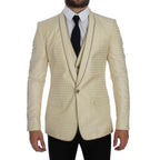 Dolce & Gabbana Beige Polka Dot Silk 2 Piece Blazer