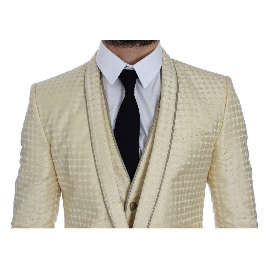 Dolce & Gabbana Beige Polka Dot Silk 2 Piece Blazer
