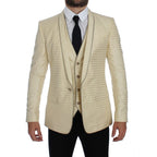 Dolce & Gabbana Beige Polka Dot Silk 2 Piece Blazer