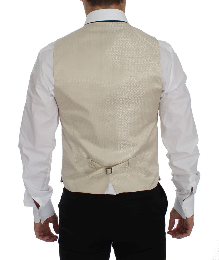 Dolce & Gabbana Beige Polka Dot Silk 2 Piece Blazer Dolce & Gabbana