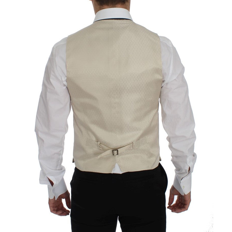 Dolce & Gabbana Beige Polka Dot Silk 2 Piece Blazer