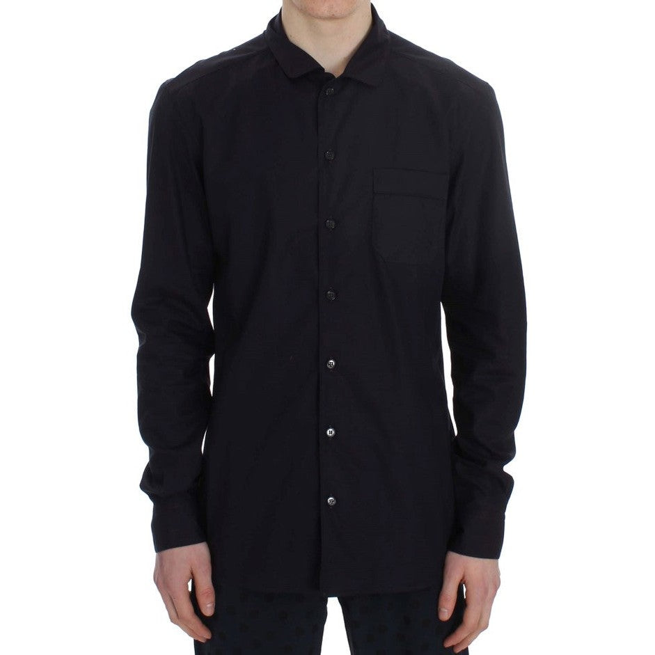 Dolce & Gabbana Purple Striped Cotton Pajama Lounge Shirt