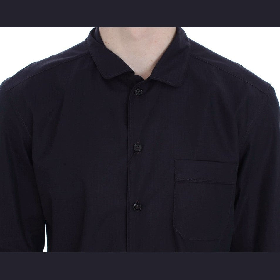 Dolce & Gabbana Purple Striped Cotton Pajama Lounge Shirt