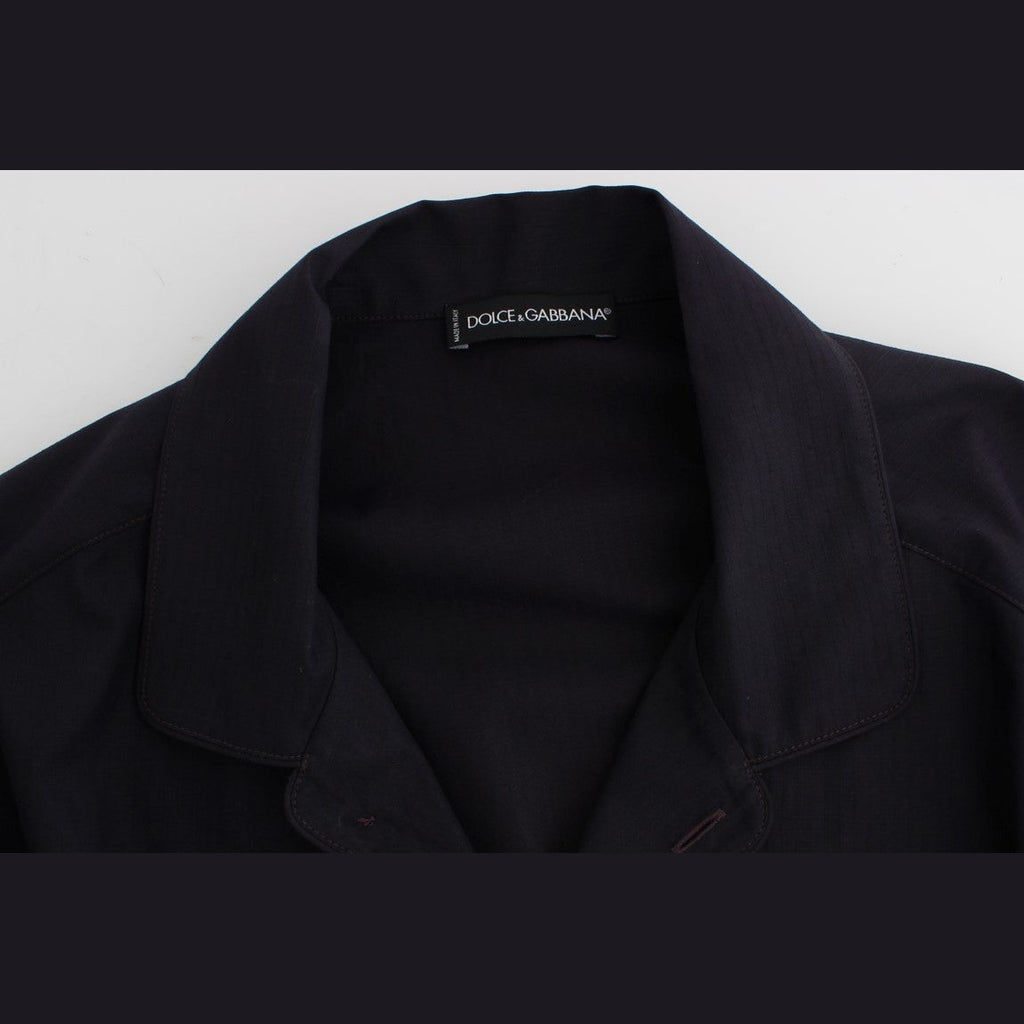 Dolce & Gabbana Purple Striped Cotton Pajama Lounge Shirt
