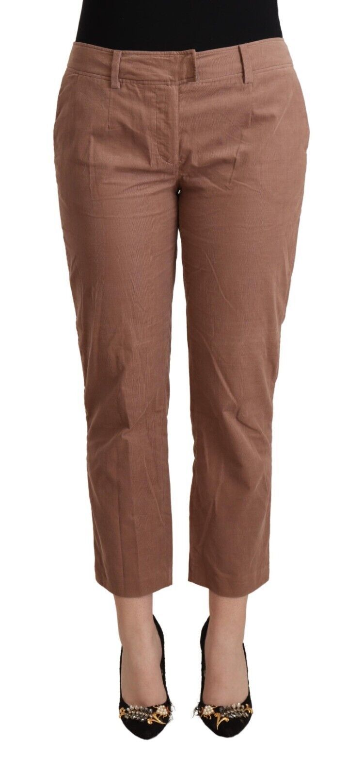 Costume National Brown Cotton Tapered Cropped Pants Costume National