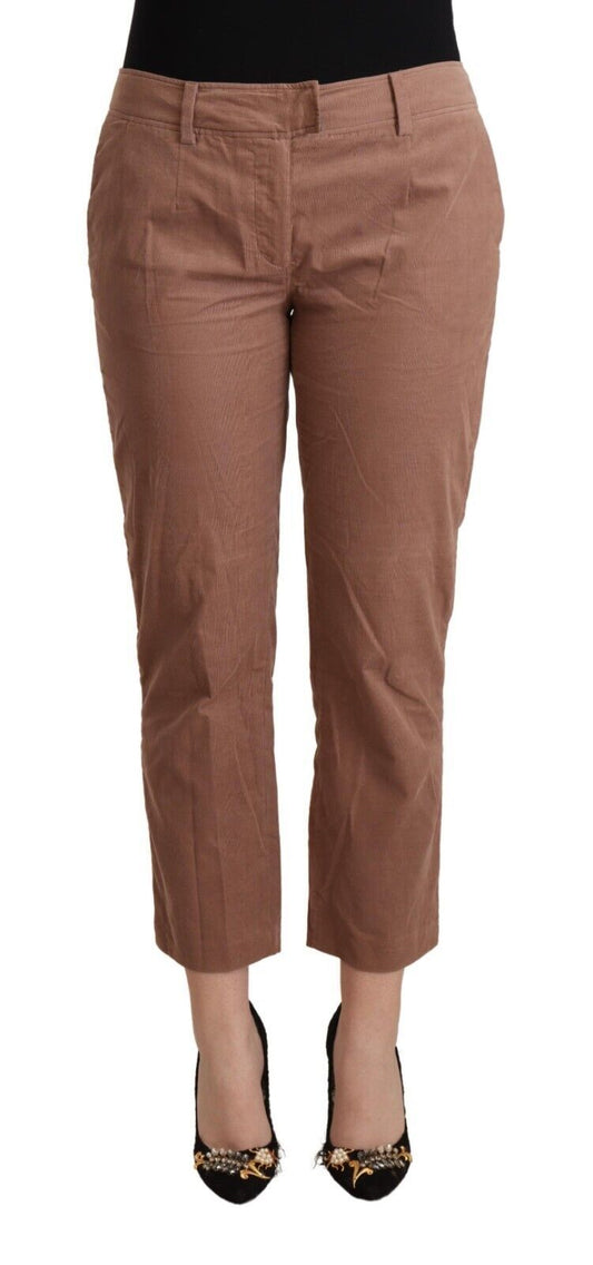 Costume National Brown Cotton Tapered Cropped Pants Costume National