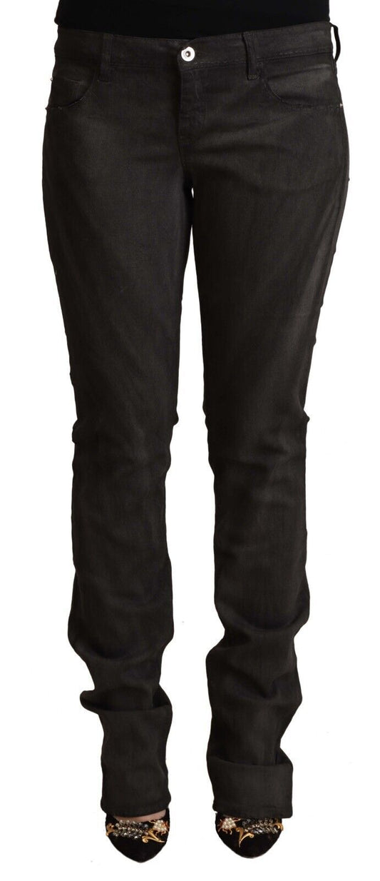 Costume National Black Cotton Mid Waist Skinny Pants Costume National