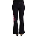 Exte Black Cotton Mid Waist Cotton Flared Jeans