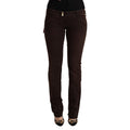 CYCLE Brown Cotton Stretch Low Waist Slim Fit Denim Jeans