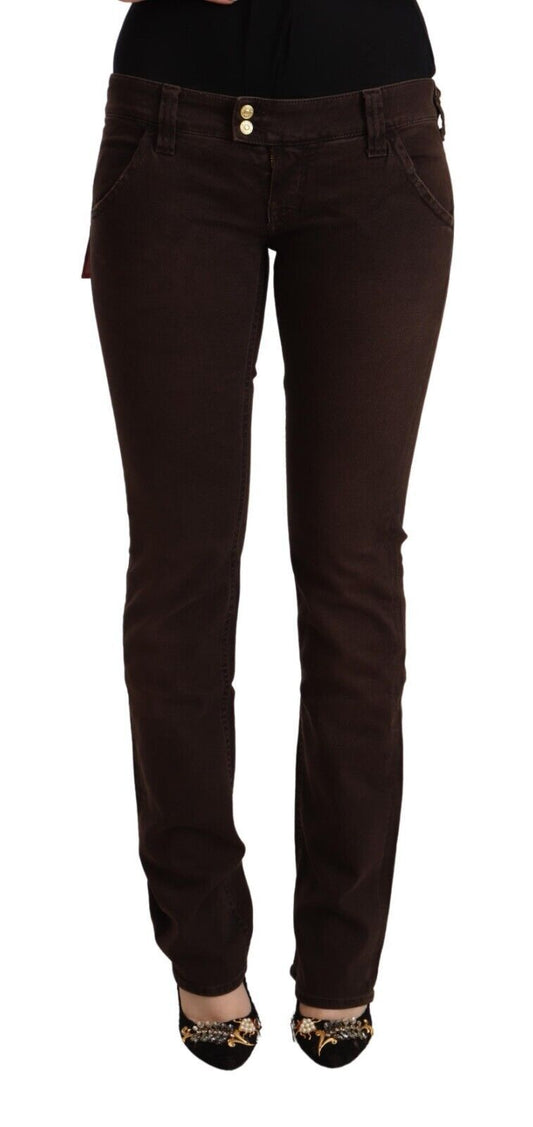 CYCLE Brown Cotton Stretch Low Waist Slim Fit Denim Jeans CYCLE