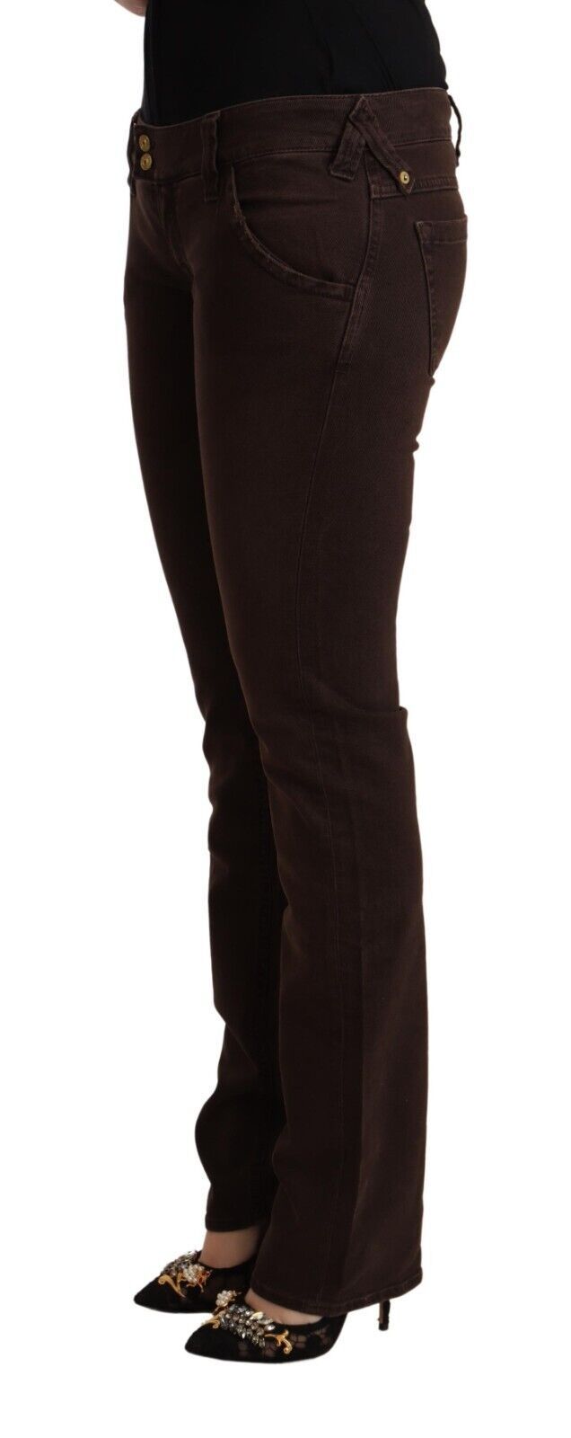 CYCLE Brown Cotton Stretch Low Waist Slim Fit Denim Jeans CYCLE
