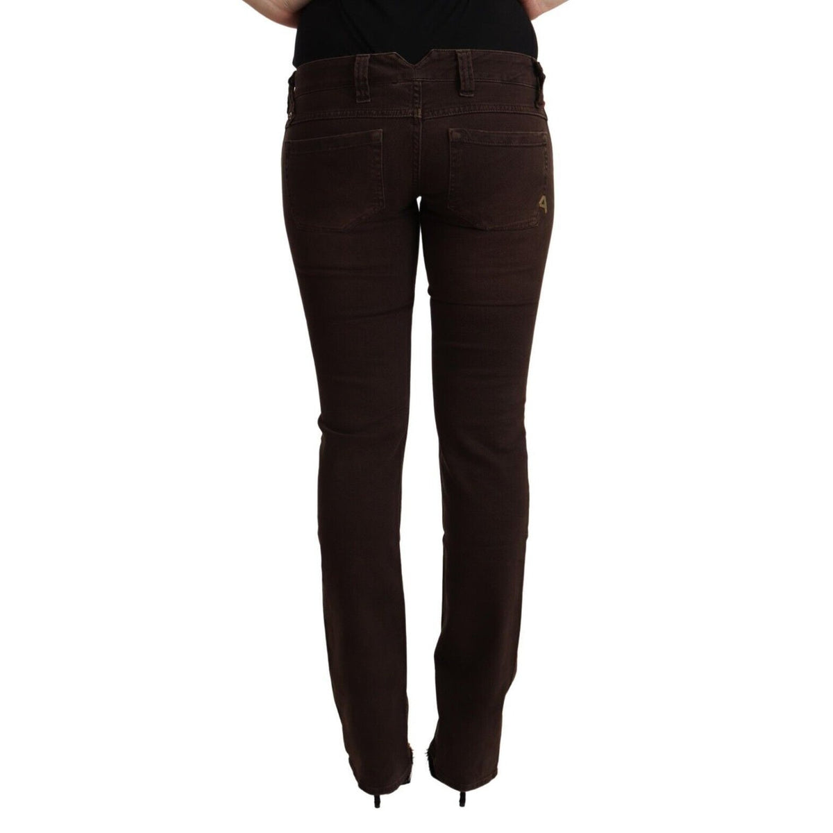 CYCLE Brown Cotton Stretch Low Waist Slim Fit Denim Jeans
