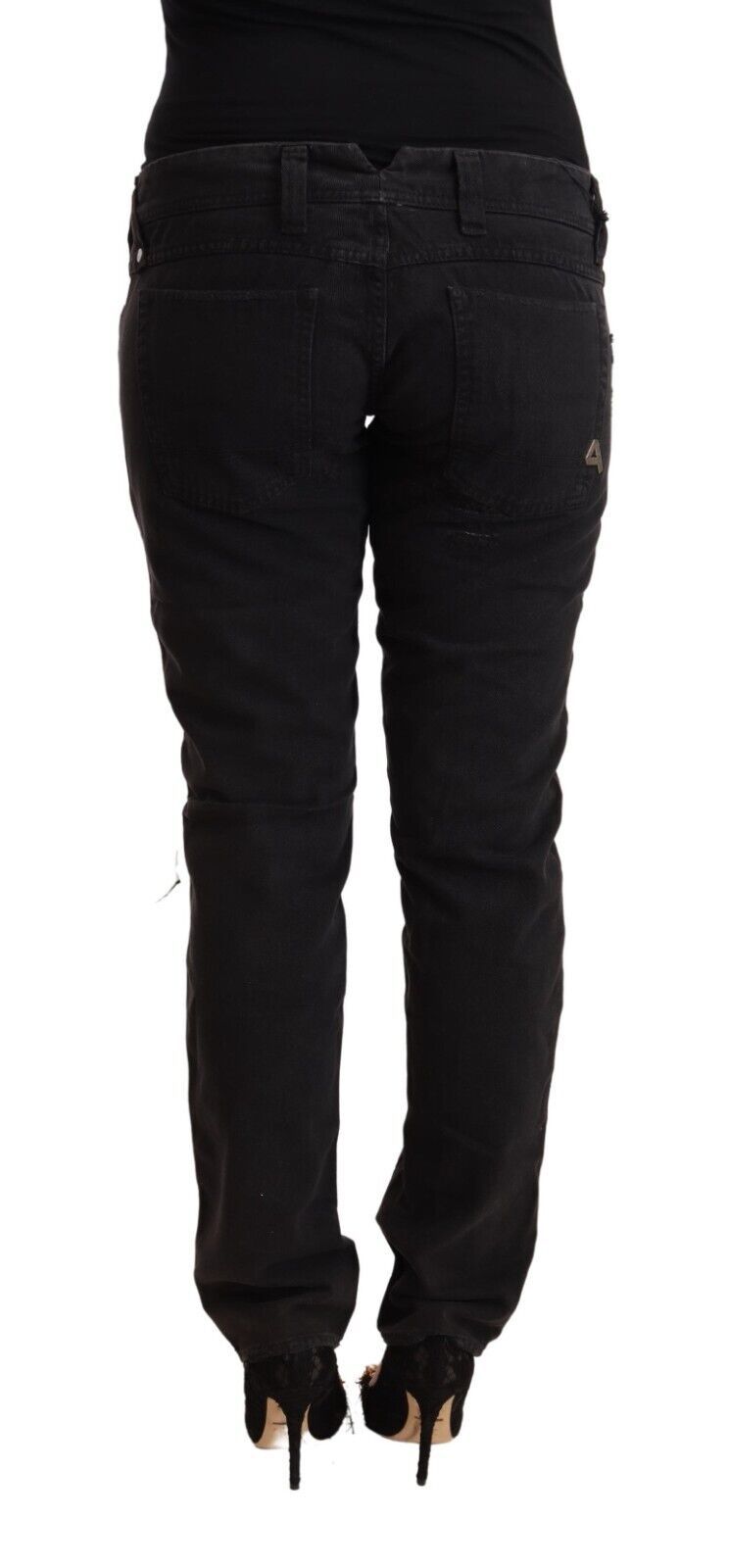CYCLE Black Cotton Distressed Low Waist Slim Fit Denim Jeans CYCLE