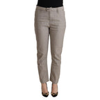 CYCLE Light Gray Linen Blend Mid Waist Tapered Pants