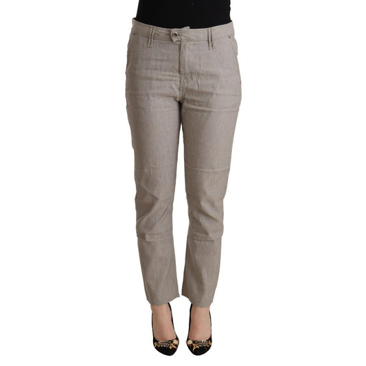 CYCLE Light Gray Linen Blend Mid Waist Tapered Pants CYCLE