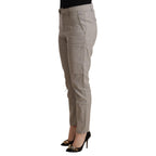 CYCLE Light Gray Linen Blend Mid Waist Tapered Pants